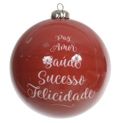 Jogo 2 Bolas De Natal 10cm Desejos De Natal Vermel... - BARBIZAN DECORE