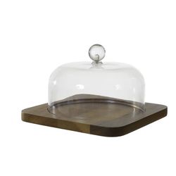 Queijeira Madeira Acácia Bege com Cúpula - 45335 - BARBIZAN DECORE