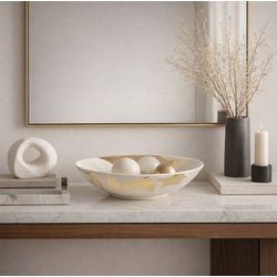 Centro de Mesa Decorativo Cerâmica Melted Off Whit... - BARBIZAN DECORE