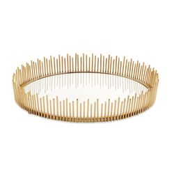 Bandeja Redonda De Metal Espelhada Dourada P - 429... - BARBIZAN DECORE