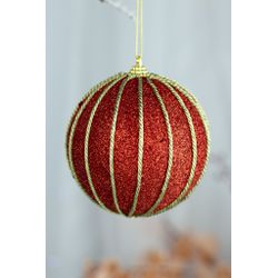 Caixa com 3 Bolas Decoradas Vermelha Com Fio Doura... - BARBIZAN DECORE