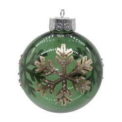 Bola Decorativa Verde Translucida Floco De Neve Br... - BARBIZAN DECORE