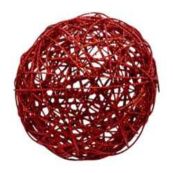 Bola Decorada Aramada Brilho Vermelho 20cm - 44022 - BARBIZAN DECORE