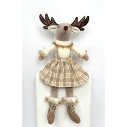 Rena Sentada Xadrez Off 43cm - 36299 - BARBIZAN DECORE