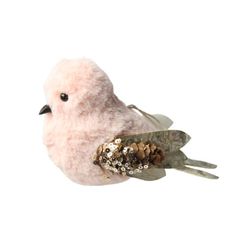 Passarinho Pendente Rosa com Pinha 17cm - 36762 - BARBIZAN DECORE