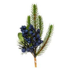 Galho Natal Verde Com Berry Azul Decoração Natal -... - BARBIZAN DECORE