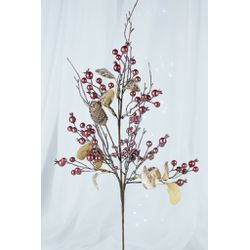 Galho Natalino Berry Pinha Vermelho 68cm - 34406 - BARBIZAN DECORE