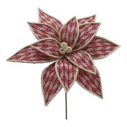 Flor De Natal Grande Listra Vermelho E Bege Tok Da... - BARBIZAN DECORE