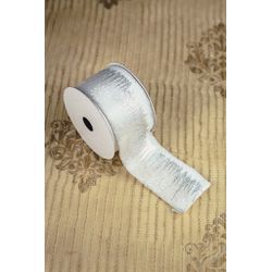 Fita Natalina Aramada 6,3cm Branca e Prata Floco d... - BARBIZAN DECORE