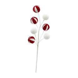 Galho De Natal Pick Bolas 45cm Vermelho E Branco -... - BARBIZAN DECORE