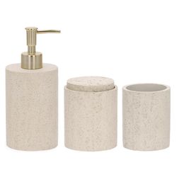 Kit Banheiro em Poliresina Bege 3 Peças - 42876-42... - BARBIZAN DECORE