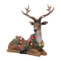 Rena Decorativa Sentada Com Festão Natalino 25cm M... - BARBIZAN DECORE