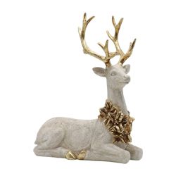 Rena Decorativa Sentada Resina Colar Dourado Led L... - BARBIZAN DECORE