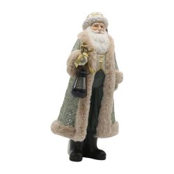 Papai Noel Luxo Resina Tecido Verde Lanterna em Le... - BARBIZAN DECORE
