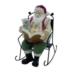 Papai Noel na Cadeira de Balanço com Livro e Ovelh... - BARBIZAN DECORE