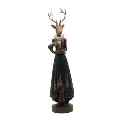 Rena Em Resina Classica Luxo Com Guirlanda Natal V... - BARBIZAN DECORE