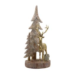 Pinheiro Decor Resina Com Rena E Presente Decoraçã... - BARBIZAN DECORE