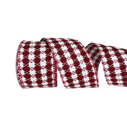 Fita Natalina Aramada 6,3cm Xadrez Vermelho E Bran... - BARBIZAN DECORE