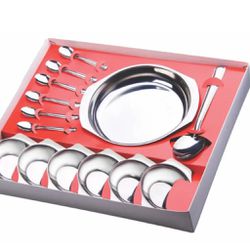 Conjunto Sobremesa 14 Peças 3140 Golden Inox - 662... - LOJADOHELIO