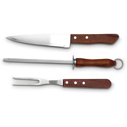 Kit Churrasco 3 Peças Wood Original Parolar - 6022 - LOJADOHELIO
