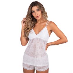 24101 - Baby doll em renda. - Branco - Duzani