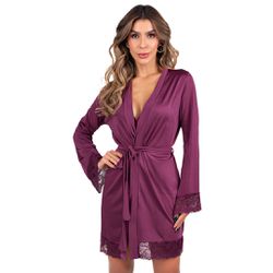 25577 - Robe curto em microfibra e renda. - Roxo - Duzani