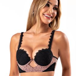 17251 - Conjunto Brallete. Calcinha fio. - Preto - Duzani