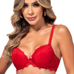 29122 - Conjunto Push Up. Calcinha fio. - Vermelho - Duzani