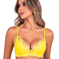 28240 - Conjunto Push Up. Calcinha fio. - Amarelo - Duzani