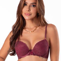 30435 - Conjunto Push Up. Calcinha fio - Vinho - Duzani