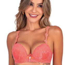 28597 - Conjunto Push Up. Calcinha fio. - Laranja - Duzani