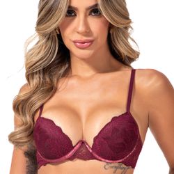 29315 - Conjunto Push Up. Calcinha fio. - Vinho - Duzani
