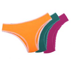 29586 - Kit com três calcinhas clássica. - Colorid... - Duzani