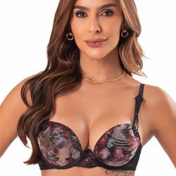 14477 - Conjunto Push Up. Calcinha fio - Preto - Duzani