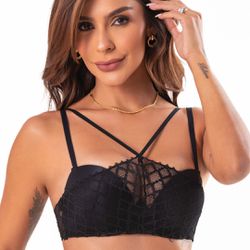 17590 - Conjunto Push Up. Calcinha fio - Preto - Duzani