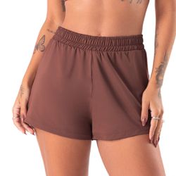 30589 - Short fitness duplo - Marrom - Duzani