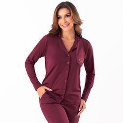 28410 - Pijama de inverno alfaiataria. - Vinho - Duzani