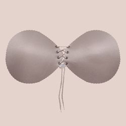 23904 - Sutiã aderente lace up - Marrom - Duzani