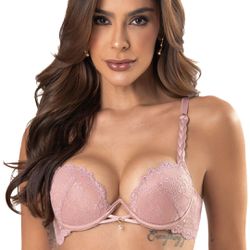 30812 - Conjunto Push Up. Calcinha fio. - Nude - Duzani