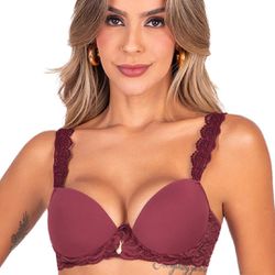 27874 - Conjunto Push Up. Calcinha fio. - Vinho - Duzani
