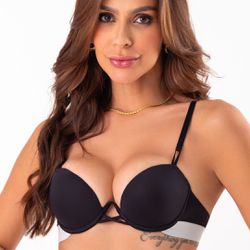 30226 - Conjunto Push Up. Calcinha fio. - Preto - Duzani
