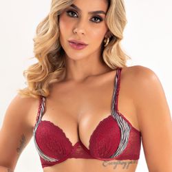 10815 - Conjunto Push Up, calcinha fio. - Vermelho... - Duzani