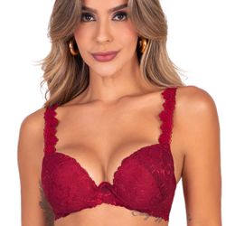 28300 - Conjuto Push Up. Calcinha fio. - Vinho - Duzani