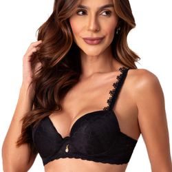28502 - Conjunto Push up. Calcinha larga - Preto - Duzani