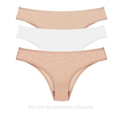 29219 - Kit com três calcinhas clássica. - Colorid... - Duzani