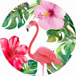 Painel Tecido 3d Redondo Flamingos 1,80 X 1,80 C/elástico - ... - Genial Mix 