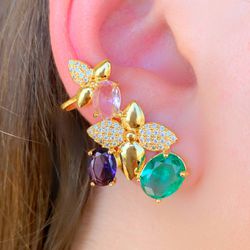 Brinco Ear Cuff com Detalhes - B379 - Lojas das Revendedoras