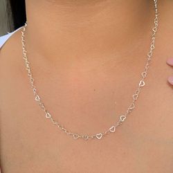 Colar Chocker Com Corações Vazados Na Prata 925 45... - Lojas das Revendedoras