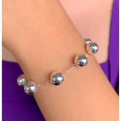 Pulseira bolinhas banho de prata - P1112 - Lojas das Revendedoras