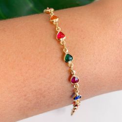 Pulseira de zircônias em corações - P439 - Lojas das Revendedoras